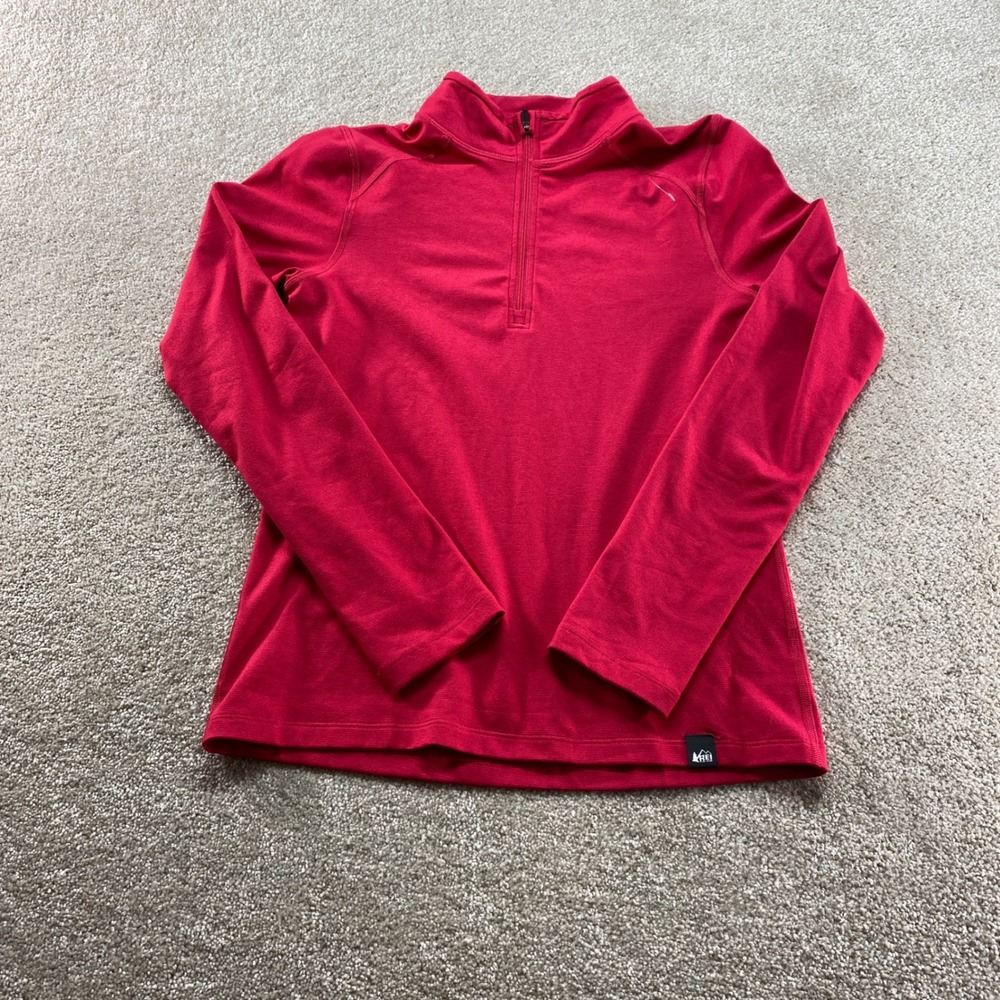 REI Co-op‎ Quarter Zip Pullover Girls Large 14-16 Red Activewear Mid-Layer